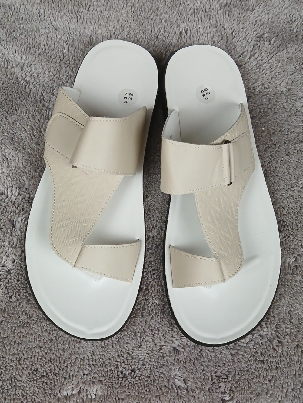 Men's Arabic Style Geometric Toe-Loop Slide Sandals (Size 12)